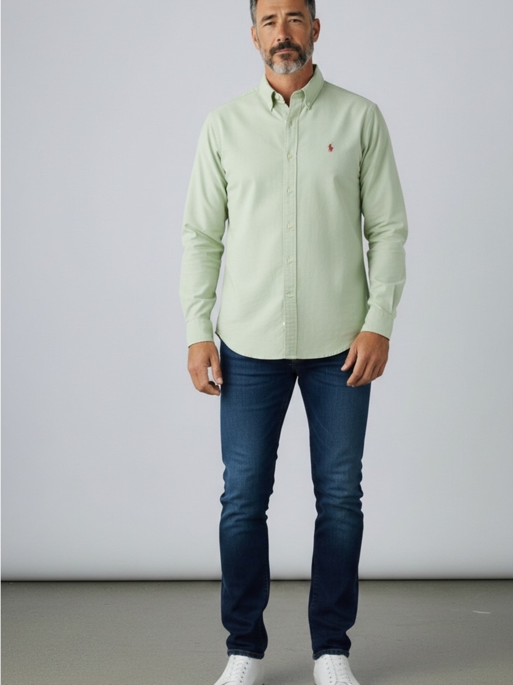 Ralph Lauren Pale Green Long-Sleeve Button-Down Oxford Shirt